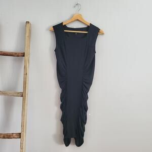 BCBGeneration Black Sleeveless Side Ruched Bodycon Midi Dress Size M